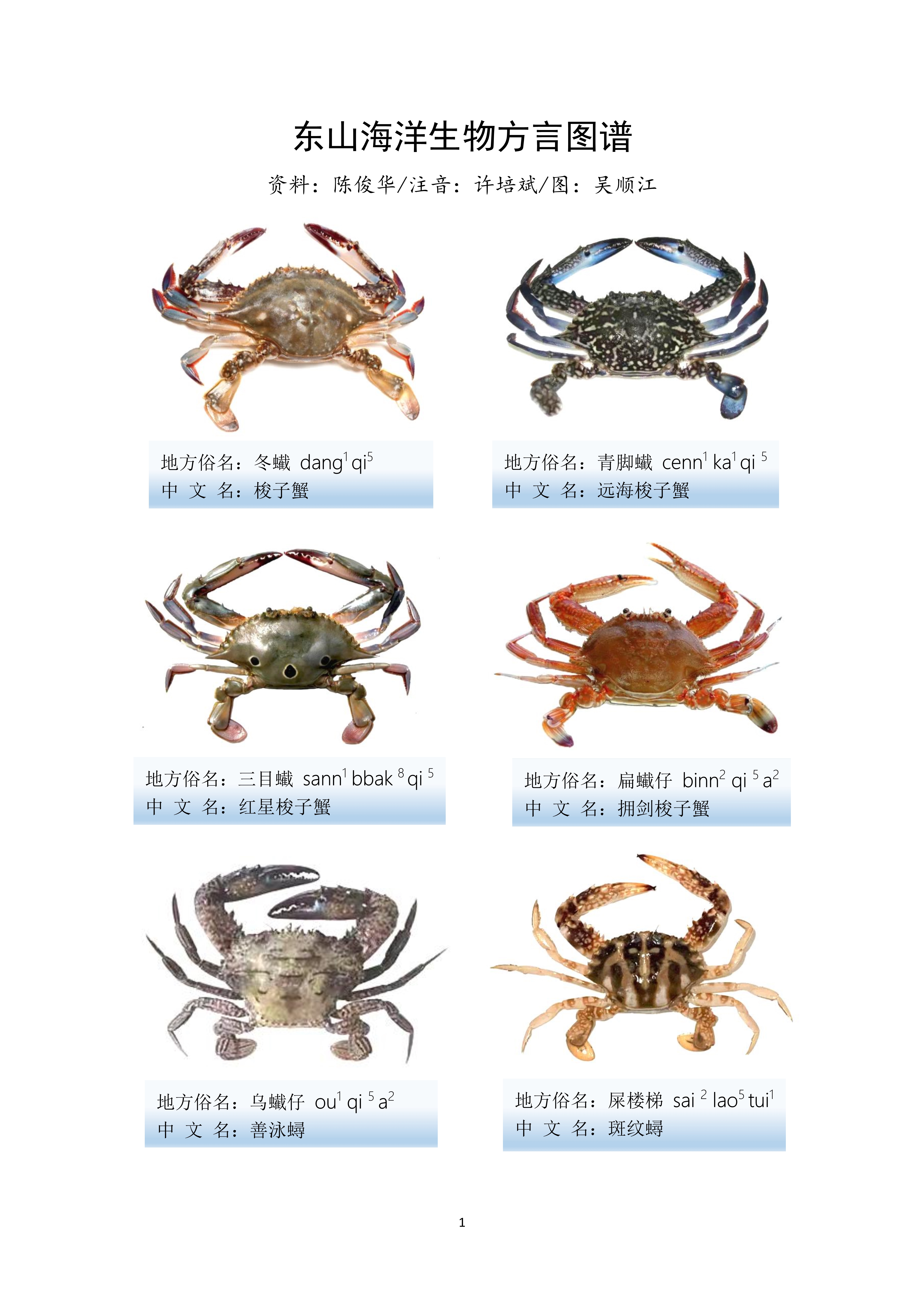 东山海洋生物方言图谱——资料